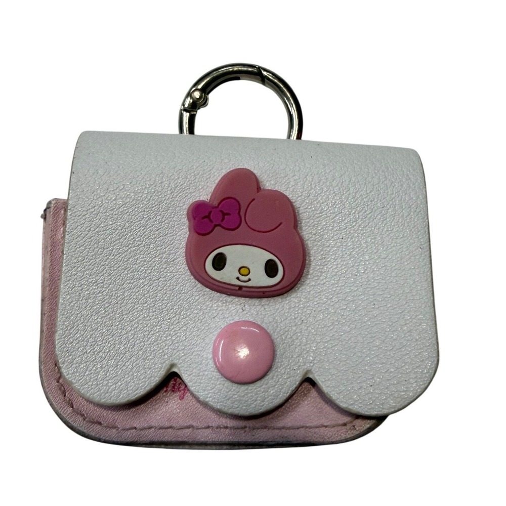MINISO Sanrio My Melody Pink White Faux Leather Earbud Case Keychain Holder